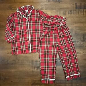 Hartstrings Plaid‎ Pajama Set Flannel Christmas Holiday PJs Girls Size 3T